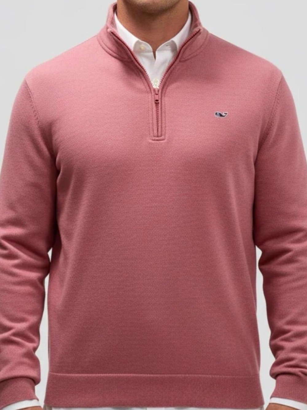 Vineyard Vines Men's Quarter-Zip Sweater in Dusty Rose